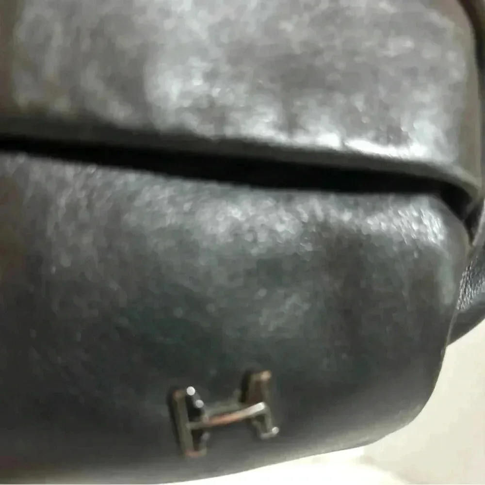 Halston Hmeritage black leather shoulder handbag